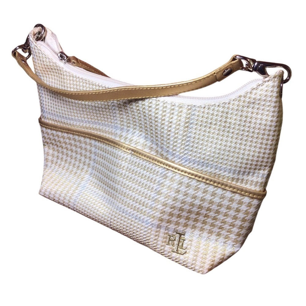 Lauren Ralph Lauren Gold Baguette Bag Glod Silver Metallic Zip Closure